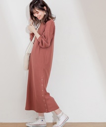 natural couture | スナップボタン付ワッフルワンピース(ワンピース)