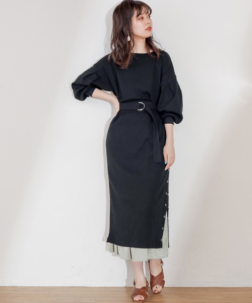 natural couture(ナチュラルクチュール)の「スナップボタン付ワッフルワンピース(ワンピース・レディース・オフホワイト/ブラック/ライトベージュ/ミント/レンガ/イエロー/ピンク系その他・FREE)」の3枚目の写真