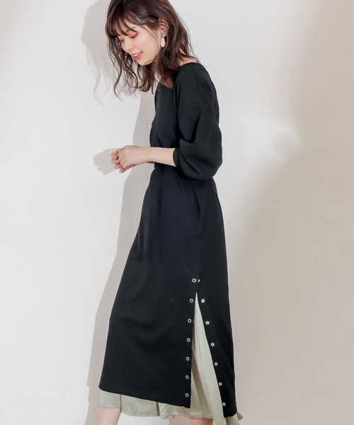 natural couture(ナチュラルクチュール)の「スナップボタン付ワッフルワンピース(ワンピース・レディース・オフホワイト/ブラック/ライトベージュ/ミント/レンガ/イエロー/ピンク系その他・FREE)」の13枚目の写真