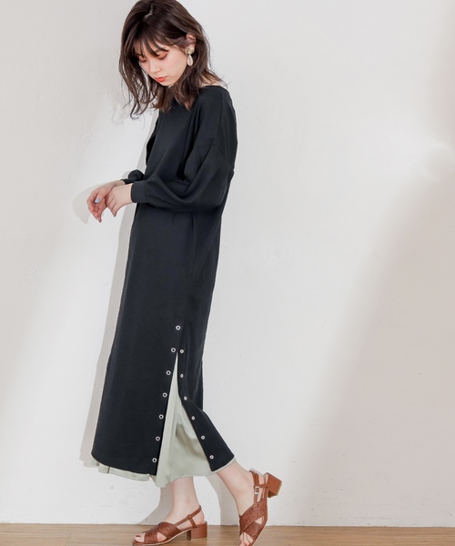 natural couture(ナチュラルクチュール)の「スナップボタン付ワッフルワンピース(ワンピース・レディース・オフホワイト/ブラック/ライトベージュ/ミント/レンガ/イエロー/ピンク系その他・FREE)」の14枚目の写真