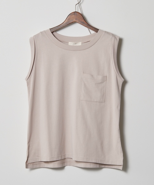 cepo（セポ）の「シルケットポケツキノースリーブ（Tシャツ/カットソー・レディース・ブラック/ベージュ/オフホワイト/モカ・M）」の4枚目の写真