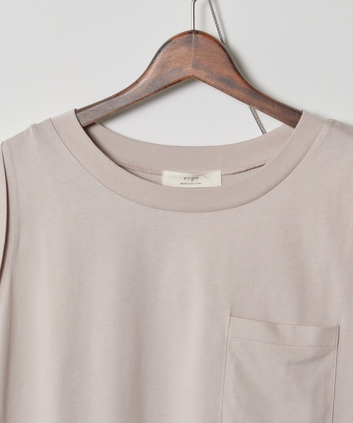 cepo（セポ）の「シルケットポケツキノースリーブ（Tシャツ/カットソー・レディース・ブラック/ベージュ/オフホワイト/モカ・M）」の12枚目の写真