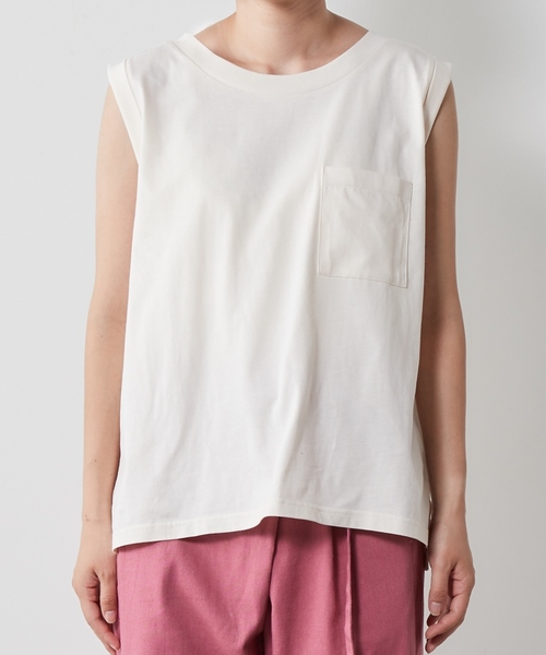 cepo（セポ）の「シルケットポケツキノースリーブ（Tシャツ/カットソー・レディース・ブラック/ベージュ/オフホワイト/モカ・M）」の8枚目の写真