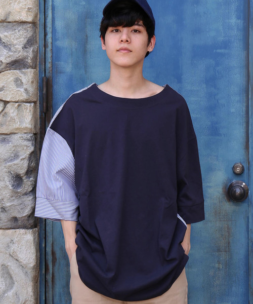 revertical(リバーティカル)の「前後2way ストライプTシャツ(Tシャツ/カットソー・メンズ・ホワイト/チャコールグレー/ブラック・M/L)」の2枚目の写真