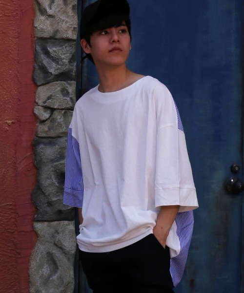 revertical(リバーティカル)の「前後2way ストライプTシャツ(Tシャツ/カットソー・メンズ・ホワイト/チャコールグレー/ブラック・M/L)」の13枚目の写真