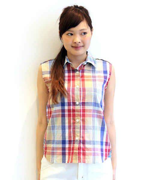 WHO'S WHO gallery（フーズフーギャラリー）の「【WEB限定価格】チェックノースリーブシャツ（シャツ/ブラウス・レディース・ブルー系その他/ブラウン系その他/レッド系その他・FREE）」の3枚目の写真