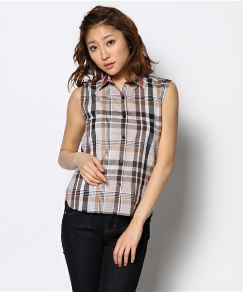 WHO'S WHO gallery（フーズフーギャラリー）の「【WEB限定価格】チェックノースリーブシャツ（シャツ/ブラウス・レディース・ブルー系その他/ブラウン系その他/レッド系その他・FREE）」の10枚目の写真