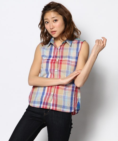 WHO'S WHO gallery（フーズフーギャラリー）の「【WEB限定価格】チェックノースリーブシャツ（シャツ/ブラウス・レディース・ブルー系その他/ブラウン系その他/レッド系その他・FREE）」の12枚目の写真
