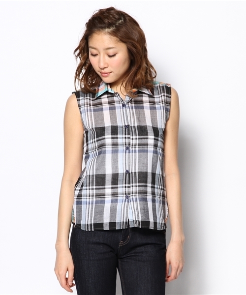 WHO'S WHO gallery（フーズフーギャラリー）の「【WEB限定価格】チェックノースリーブシャツ（シャツ/ブラウス・レディース・ブルー系その他/ブラウン系その他/レッド系その他・FREE）」の8枚目の写真