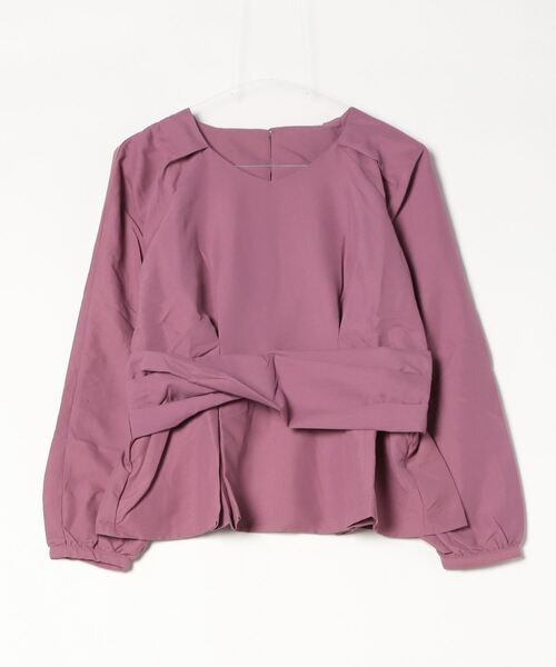 STYLEBLOCK（スタイルブロック）の「Eツイルツイストベルトタックブラウス（シャツ/ブラウス・レディース・ブラック/ベージュ/パープル/ブラウン・M）」の4枚目の写真