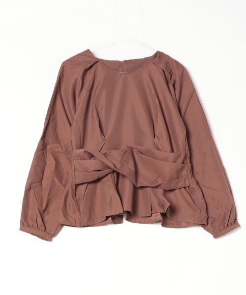 STYLEBLOCK（スタイルブロック）の「Eツイルツイストベルトタックブラウス（シャツ/ブラウス・レディース・ブラック/ベージュ/パープル/ブラウン・M）」の3枚目の写真