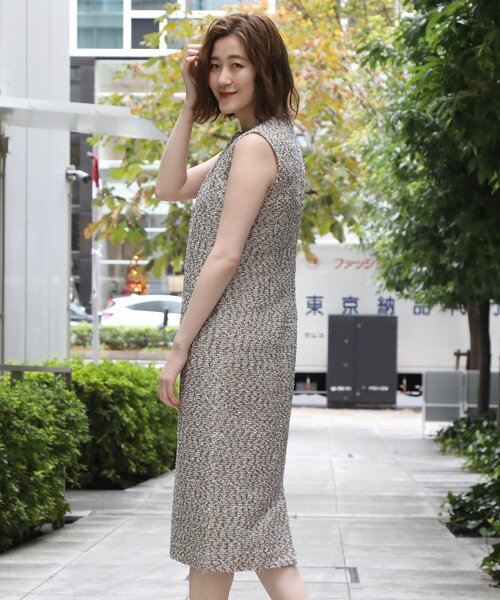 入卒 セットアップ可 Mixツィードクルーネックドレス ワンピース Dressterior ドレステリア のファッション通販 Zozotown