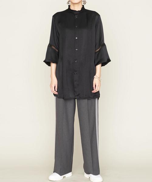 ASTRAET(アストラット)の「<ASTRAET(アストラット)>サテン ピンタック レース ブラウス(シャツ/ブラウス・レディース・ブラック/ホワイト・FREE)」の11枚目の写真