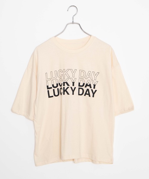 DING（ディング）の「DING/LUCK DAYビッグシルエットTシャツ（Tシャツ/カットソー・レディース・アイボリー/グリーン/ブラック・FREE）」の13枚目の写真