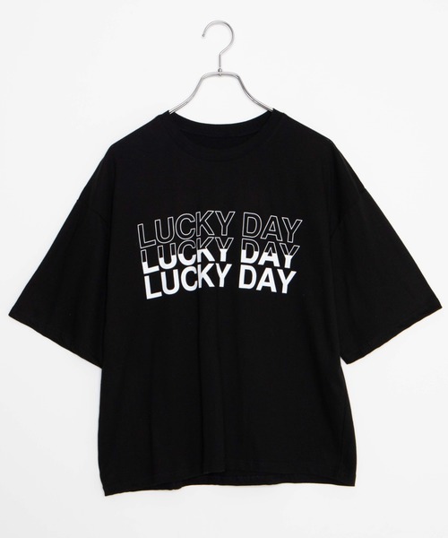 DING（ディング）の「DING/LUCK DAYビッグシルエットTシャツ（Tシャツ/カットソー・レディース・アイボリー/グリーン/ブラック・FREE）」の12枚目の写真