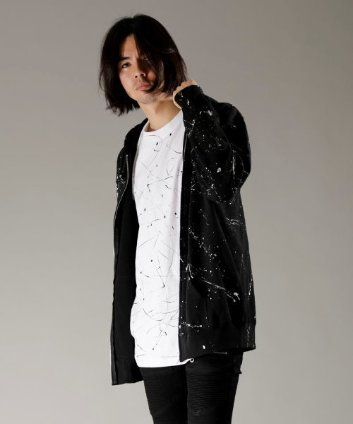 NO ID.（ノーアイディ）の「【NO ID.】10oz Paint Zip Parka / 10オンス ペイント ジップ パーカー（パーカー・メンズ・ホワイト/ブラック・ONE SIZE）」の5枚目の写真