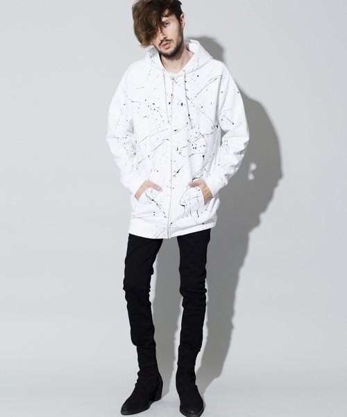 NO ID.（ノーアイディ）の「【NO ID.】10oz Paint Zip Parka / 10オンス ペイント ジップ パーカー（パーカー・メンズ・ホワイト/ブラック・ONE SIZE）」の13枚目の写真