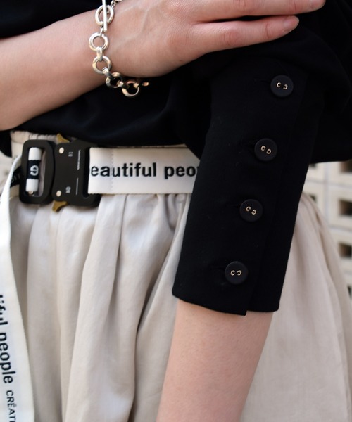 Marient（マリエント）の「袖ボタンポンチプルオーバー（Tシャツ/カットソー・レディース・ホワイト/ブラック/ベージュ・FREE）」の7枚目の写真