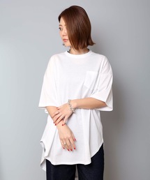 ポケ付きチュニック丈 Tシャツ 無地 サイドスリット 汗染みが目立ちにくい ベストセラー機能性アイテム 「ZERO STAIN(ゼロステイン)」