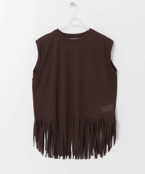 LAATO(ラート)の「FRINGE T-SHIRTS(Tシャツ/カットソー・レディース・チャコールグレー/ブラウン/オフホワイト・FREE)」の3枚目の写真