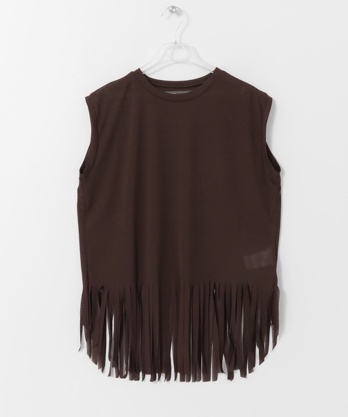 LAATO(ラート)の「FRINGE T-SHIRTS(Tシャツ/カットソー・レディース・チャコールグレー/ブラウン/オフホワイト・FREE)」の6枚目の写真