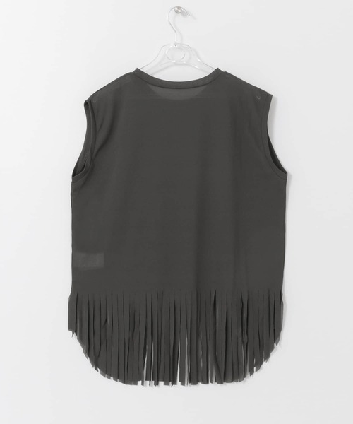 LAATO(ラート)の「FRINGE T-SHIRTS(Tシャツ/カットソー・レディース・チャコールグレー/ブラウン/オフホワイト・FREE)」の8枚目の写真