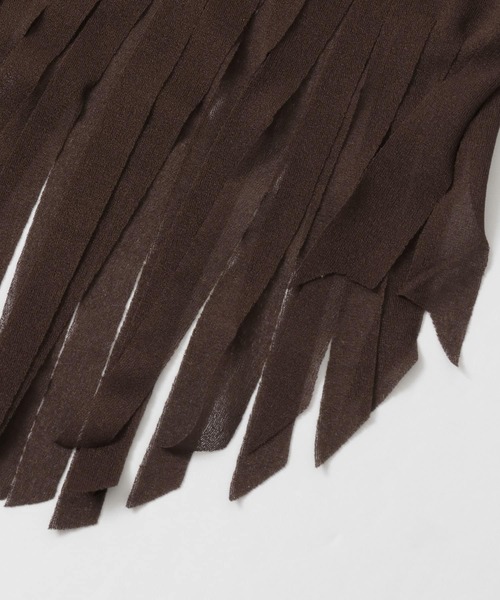 LAATO(ラート)の「FRINGE T-SHIRTS(Tシャツ/カットソー・レディース・チャコールグレー/ブラウン/オフホワイト・FREE)」の11枚目の写真