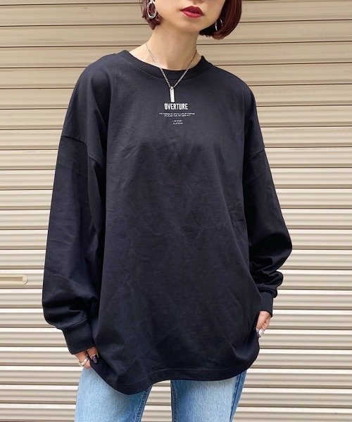 PAGEBOY（ページボーイ）の「プチロゴBIGロンT /プリントロンT（Tシャツ/カットソー・レディース・ブラック/オフホワイト/ブルー系その他/グレイッシュベージュ/モカ・FREE）」の3枚目の写真