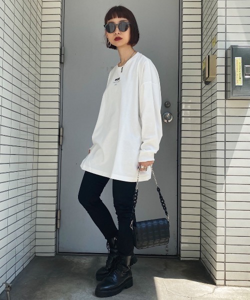 PAGEBOY（ページボーイ）の「プチロゴBIGロンT /プリントロンT（Tシャツ/カットソー・レディース・ブラック/オフホワイト/ブルー系その他/グレイッシュベージュ/モカ・FREE）」の9枚目の写真