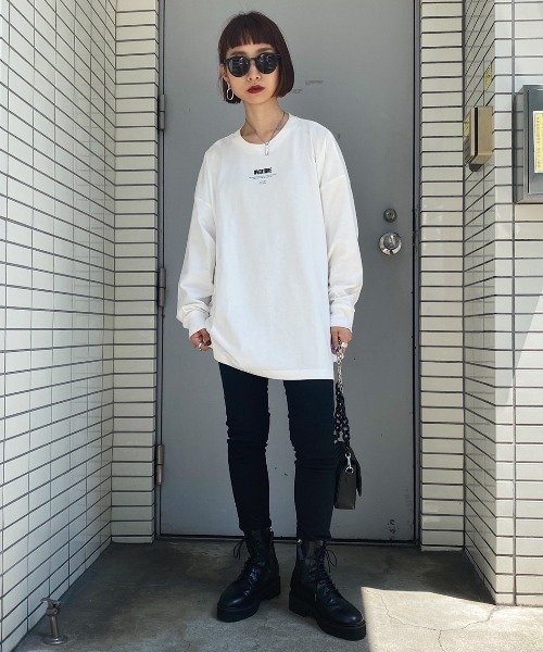 PAGEBOY（ページボーイ）の「プチロゴBIGロンT /プリントロンT（Tシャツ/カットソー・レディース・ブラック/オフホワイト/ブルー系その他/グレイッシュベージュ/モカ・FREE）」の8枚目の写真