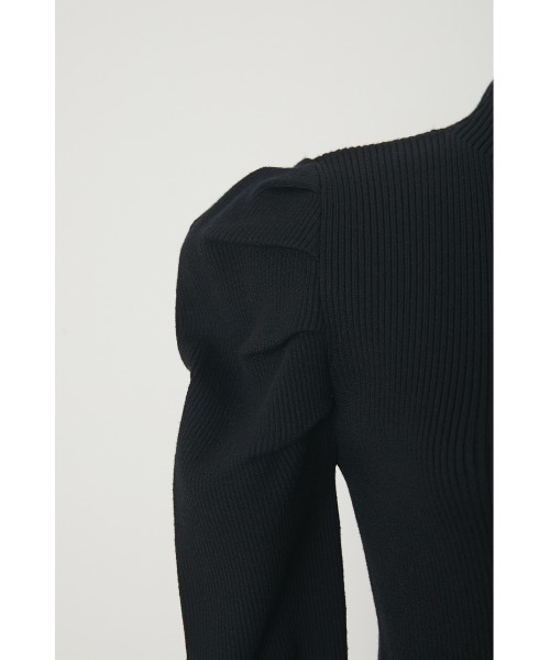 TUCK SLEEVE HG トップス SLY タック リブ フリル 黒 SLY（スライ）の「TUCK PUFF SLEEVE HG トップス2/タック