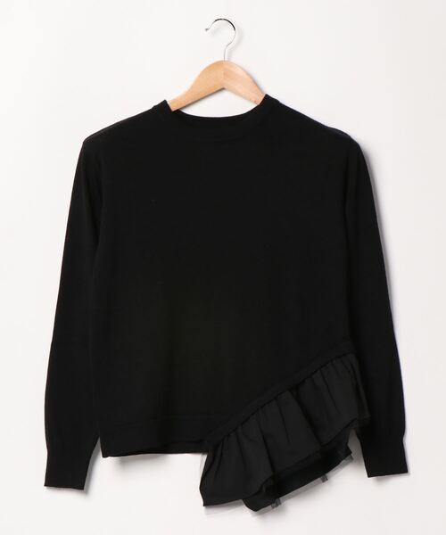 INTERPLANET（インタープラネット）の「アシメフリルデザインプルオーバー（ニット/セーター・レディース・グレー/ブラック/グレイッシュベージュ・FREE）」の2枚目の写真