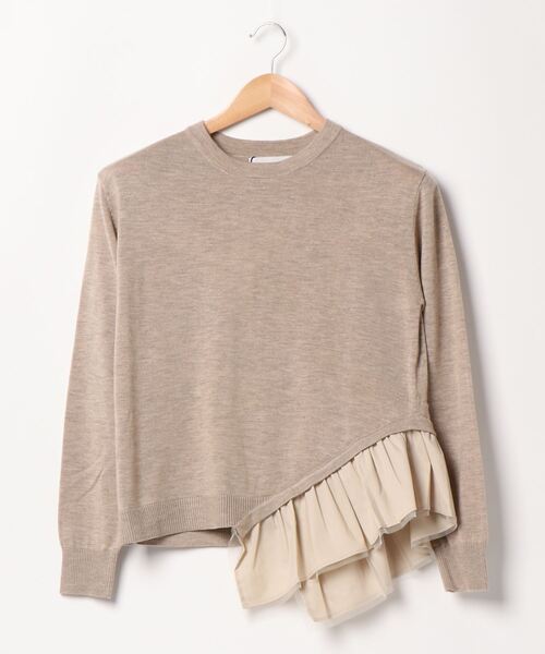 INTERPLANET（インタープラネット）の「アシメフリルデザインプルオーバー（ニット/セーター・レディース・グレー/ブラック/グレイッシュベージュ・FREE）」の12枚目の写真