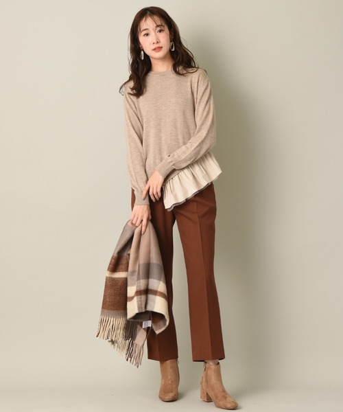 INTERPLANET（インタープラネット）の「アシメフリルデザインプルオーバー（ニット/セーター・レディース・グレー/ブラック/グレイッシュベージュ・FREE）」の6枚目の写真