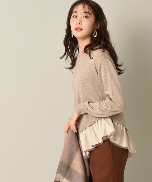 INTERPLANET（インタープラネット）の「アシメフリルデザインプルオーバー（ニット/セーター・レディース・グレー/ブラック/グレイッシュベージュ・FREE）」の5枚目の写真