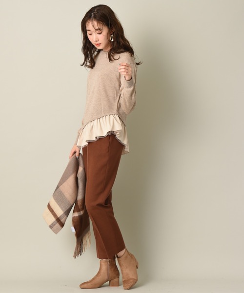 INTERPLANET（インタープラネット）の「アシメフリルデザインプルオーバー（ニット/セーター・レディース・グレー/ブラック/グレイッシュベージュ・FREE）」の7枚目の写真