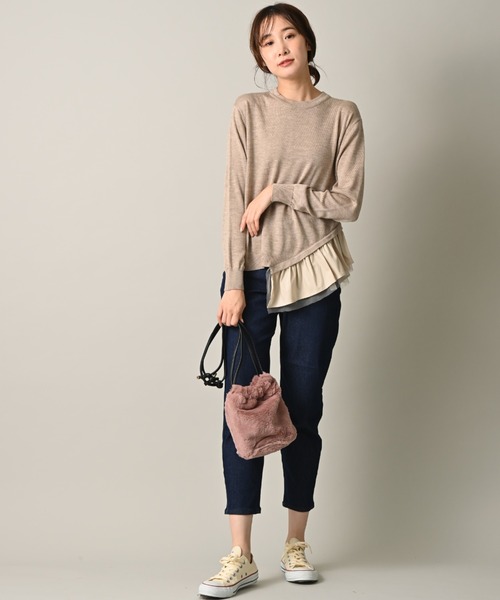 INTERPLANET（インタープラネット）の「アシメフリルデザインプルオーバー（ニット/セーター・レディース・グレー/ブラック/グレイッシュベージュ・FREE）」の9枚目の写真