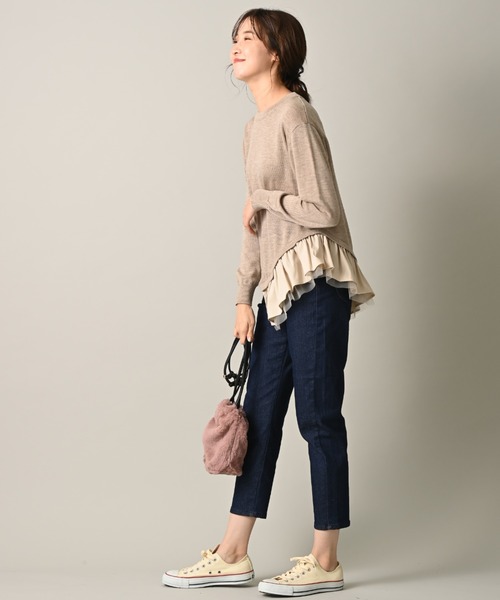 INTERPLANET（インタープラネット）の「アシメフリルデザインプルオーバー（ニット/セーター・レディース・グレー/ブラック/グレイッシュベージュ・FREE）」の10枚目の写真