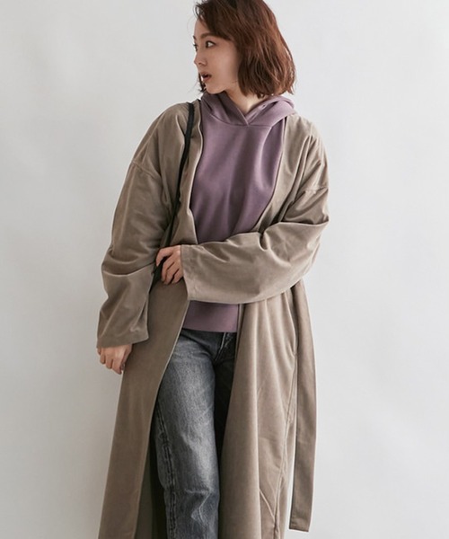 STYLEBLOCK(スタイルブロック)の「裏起毛サイドスリットパーカー(パーカー・レディース・グレイッシュベージュ/アイボリー/ブラック/モカ/パープル・M)」の5枚目の写真