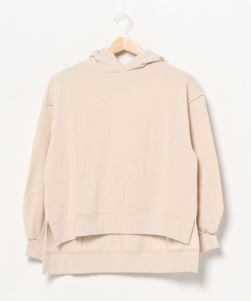 STYLEBLOCK(スタイルブロック)の「裏起毛サイドスリットパーカー(パーカー・レディース・グレイッシュベージュ/アイボリー/ブラック/モカ/パープル・M)」の8枚目の写真