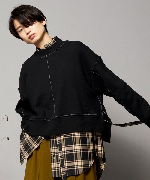 MAISON SPECIAL（メゾンスペシャル）の「サイドスリットステッチスウェット【MAISON SPECIAL/メゾンスペシャル】（スウェット・レディース・ブラック/ベージュ/オフホワイト/グリーン/オレンジ・FREE）」の3枚目の写真