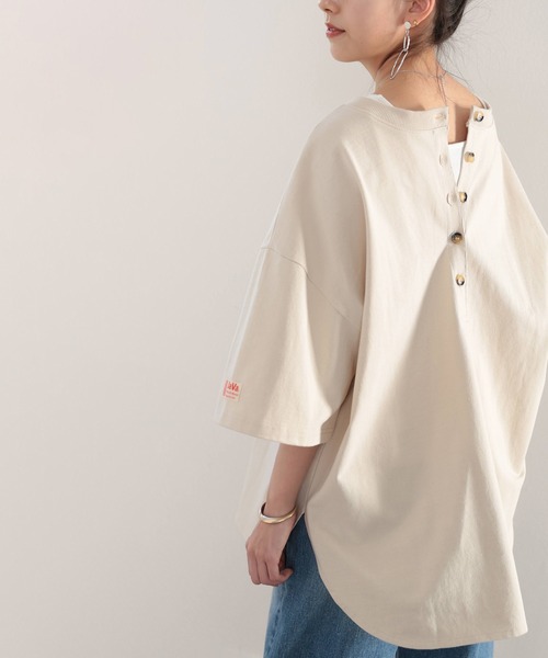 Java(ジャバ)の「《JaVaジャバ コラボ》綿100% 前後2way楽しめる♪ヘンリートップス(Tシャツ/カットソー・レディース・グレイッシュベージュ/ナチュラル/ブラック/ホワイト/グリーン系その他/ライトグレー/ブルーグリーン・MEDIUM/LARGE/X-LARGE/SMALL)」の14枚目の写真