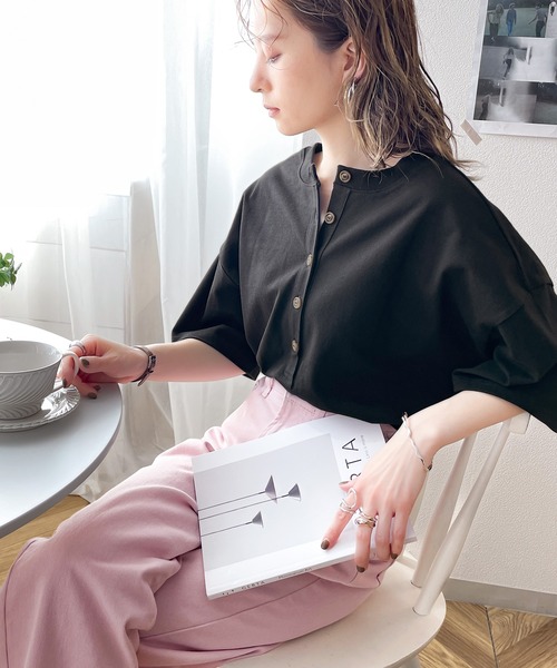 Java(ジャバ)の「《JaVaジャバ コラボ》綿100% 前後2way楽しめる♪ヘンリートップス(Tシャツ/カットソー・レディース・グレイッシュベージュ/ナチュラル/ブラック/ホワイト/グリーン系その他/ライトグレー/ブルーグリーン・MEDIUM/LARGE/X-LARGE/SMALL)」の16枚目の写真