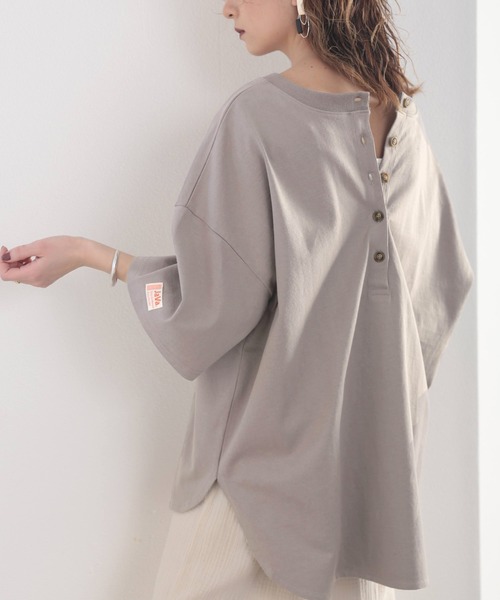 Java(ジャバ)の「《JaVaジャバ コラボ》綿100% 前後2way楽しめる♪ヘンリートップス(Tシャツ/カットソー・レディース・グレイッシュベージュ/ナチュラル/ブラック/ホワイト/グリーン系その他/ライトグレー/ブルーグリーン・MEDIUM/LARGE/X-LARGE/SMALL)」の17枚目の写真