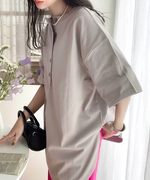 Java(ジャバ)の「《JaVaジャバ コラボ》綿100% 前後2way楽しめる♪ヘンリートップス(Tシャツ/カットソー・レディース・グレイッシュベージュ/ナチュラル/ブラック/ホワイト/グリーン系その他/ライトグレー/ブルーグリーン・MEDIUM/LARGE/X-LARGE/SMALL)」の19枚目の写真