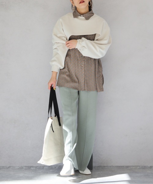 ap retro(アプレトロ)の「ヴィンテージタイルプリントビッグシャツ【ZOZOTOWN限定商品】(シャツ/ブラウス・レディース・チャコールグレー/マスタード・FREE)」の15枚目の写真