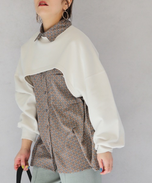 ap retro(アプレトロ)の「ヴィンテージタイルプリントビッグシャツ【ZOZOTOWN限定商品】(シャツ/ブラウス・レディース・チャコールグレー/マスタード・FREE)」の8枚目の写真