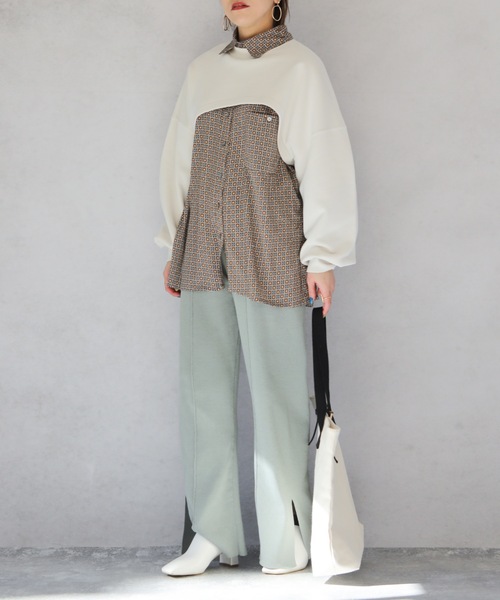ap retro(アプレトロ)の「ヴィンテージタイルプリントビッグシャツ【ZOZOTOWN限定商品】(シャツ/ブラウス・レディース・チャコールグレー/マスタード・FREE)」の16枚目の写真