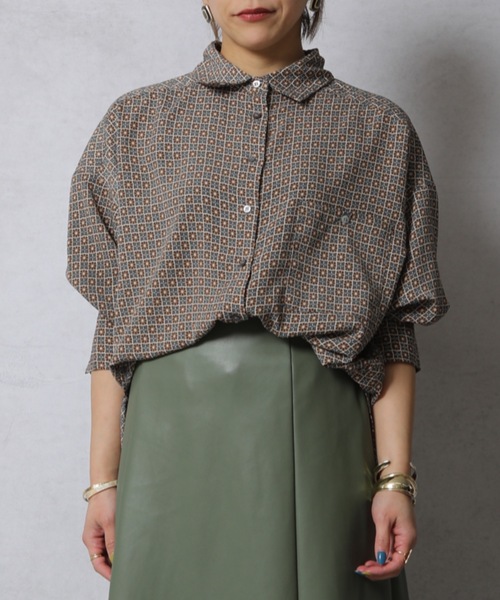 ap retro(アプレトロ)の「ヴィンテージタイルプリントビッグシャツ【ZOZOTOWN限定商品】(シャツ/ブラウス・レディース・チャコールグレー/マスタード・FREE)」の20枚目の写真