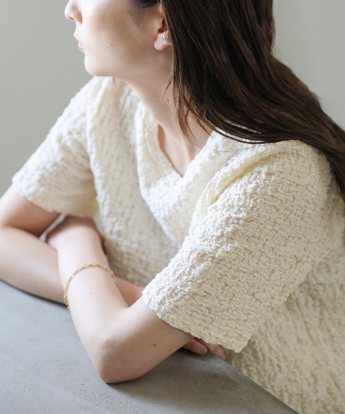 select MOCA（セレクトモカ）の「【7色展開】クラッシュジャガードプルオーバー（Tシャツ/カットソー・レディース・ブラック/ライム/アイボリー/ブルー/レッド/イエロー/グリーン・FREE）」の15枚目の写真